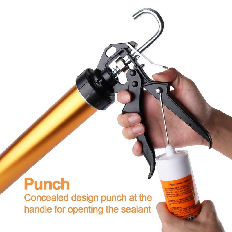 CJGQ Sealant Sausage Caulking Gun Aluminium-600ml/20oz - 12:1 Thrust Ratio (Gold) - Image 4